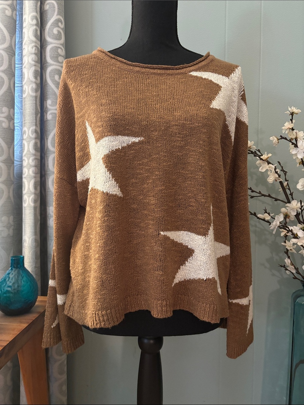 Promesa Stars Bell Sleeve Knit Beach Sweater